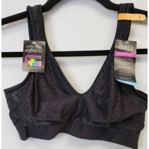 NEW Bali Smoothing Comfort Bra Black Wide Strap Support Size Small - Picture 2 of 9